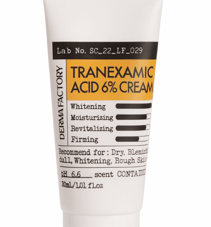 Derma Factory 6% tranexamic acid cream for melasma, dark spots, and skin brightening treatment