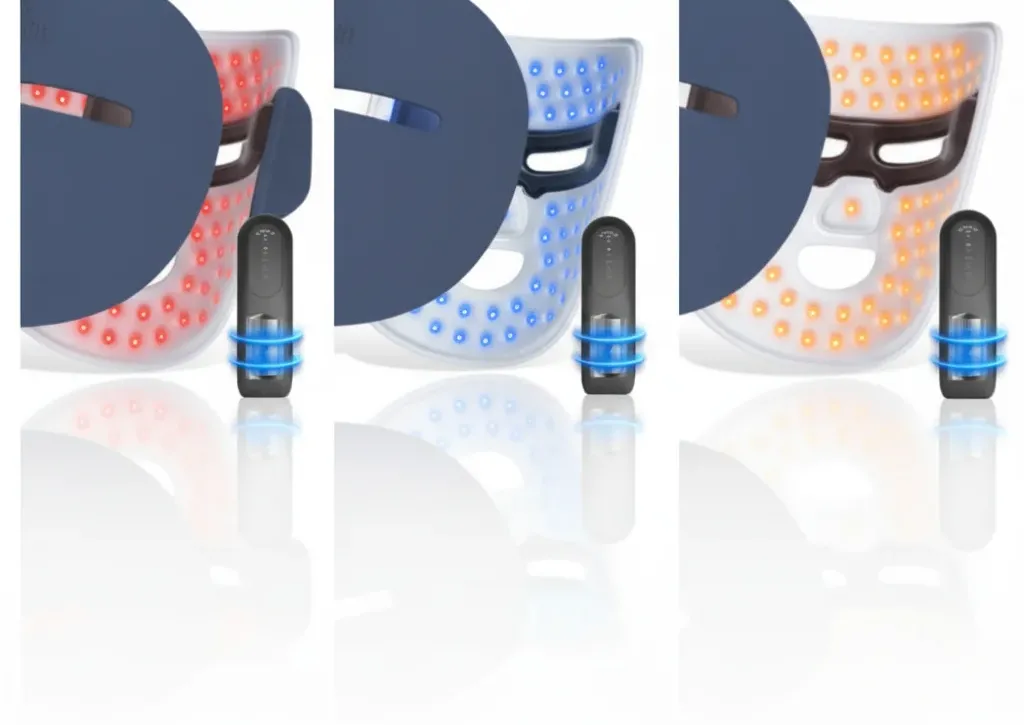 LED face mask comparison showing red light blue light and infrared therapy for different skin concerns and benefits