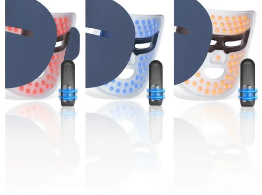 LED face mask comparison showing red light blue light and infrared therapy for different skin concerns and benefits