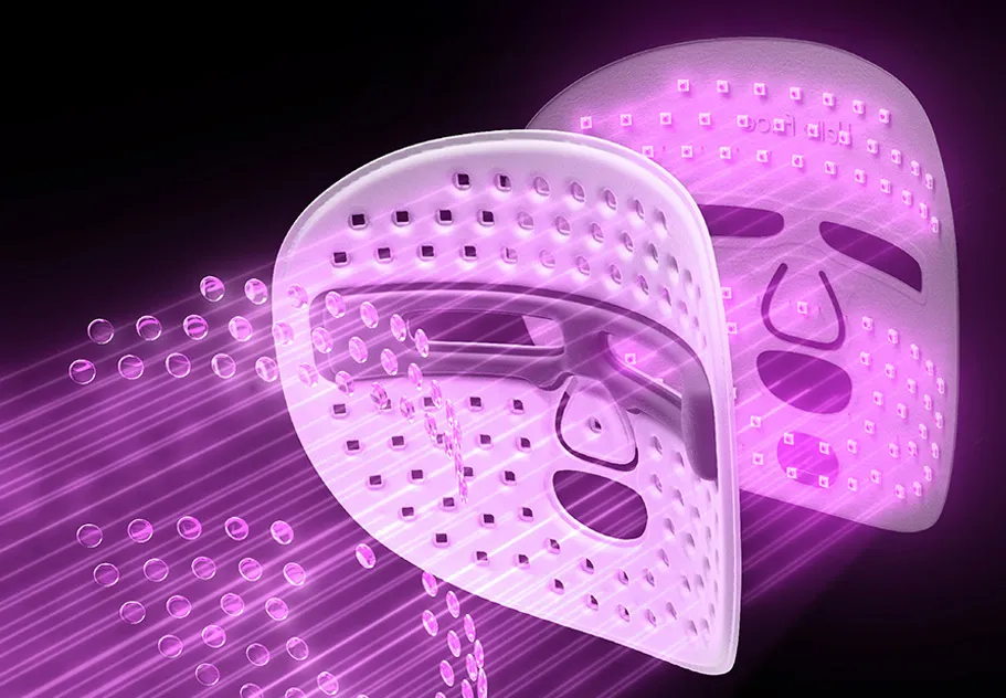 Fiber Lift LED mask convex lens technology for deep dermal light penetration