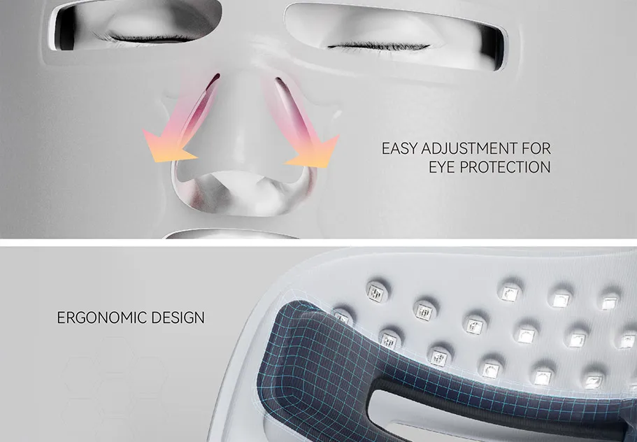 Fiber Lift LED mask eye-safe shielding and ergonomic comfort fit for sensitive skin