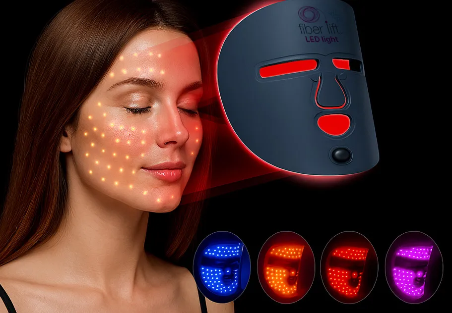 Fiber Lift LED mask flexible printed circuit board for facial contour adaptation