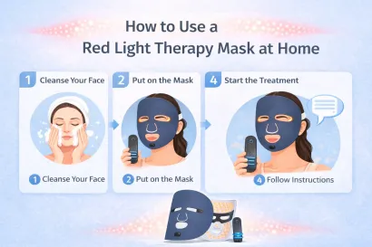 Red light therapy mask usage steps at home