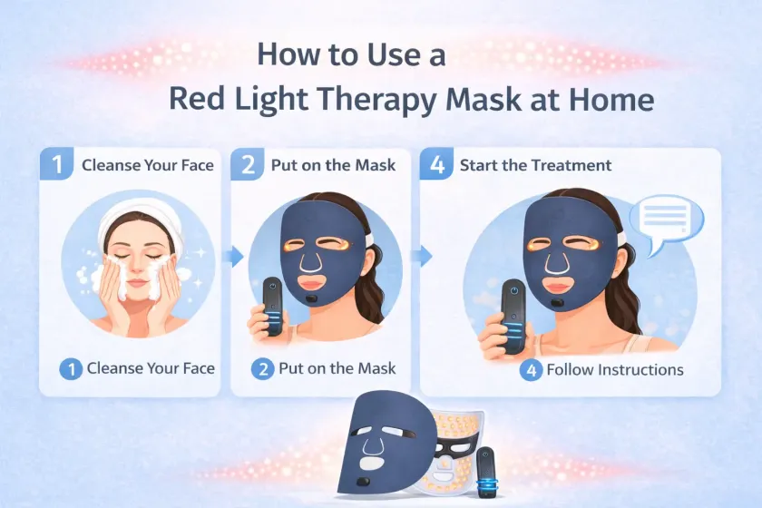 Red light therapy mask usage steps at home