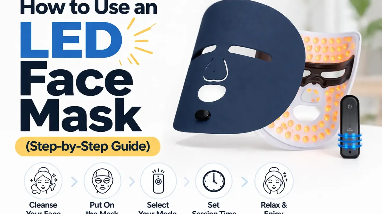 How to use an LED face mask step-by-step with light therapy device