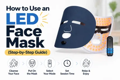How to use an LED face mask step-by-step with light therapy device