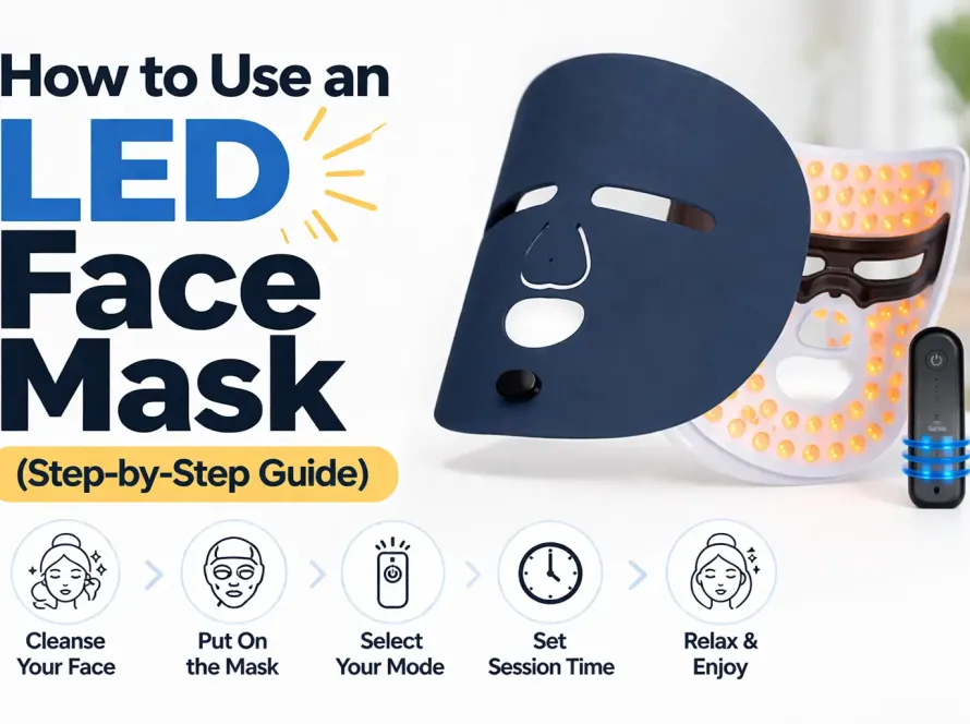 How to use an LED face mask step-by-step with light therapy device